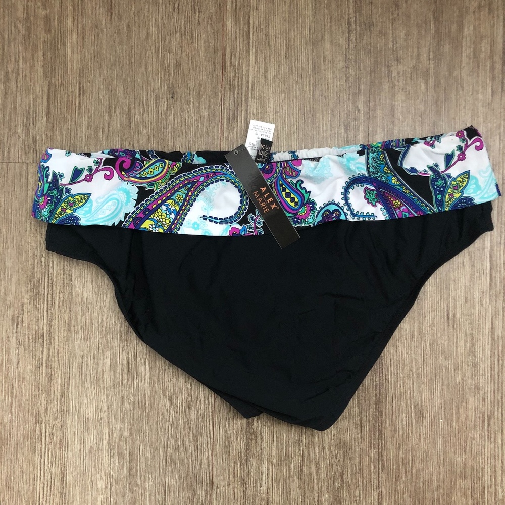 Alex Marie Black Multi Color Paisley Bikini Bottom
